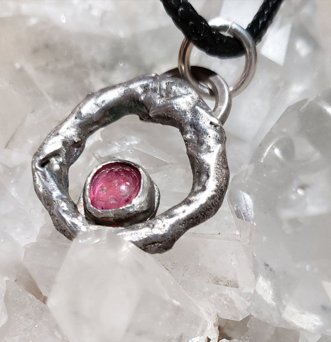 Molten Pendant with Pink Tourmaline #01