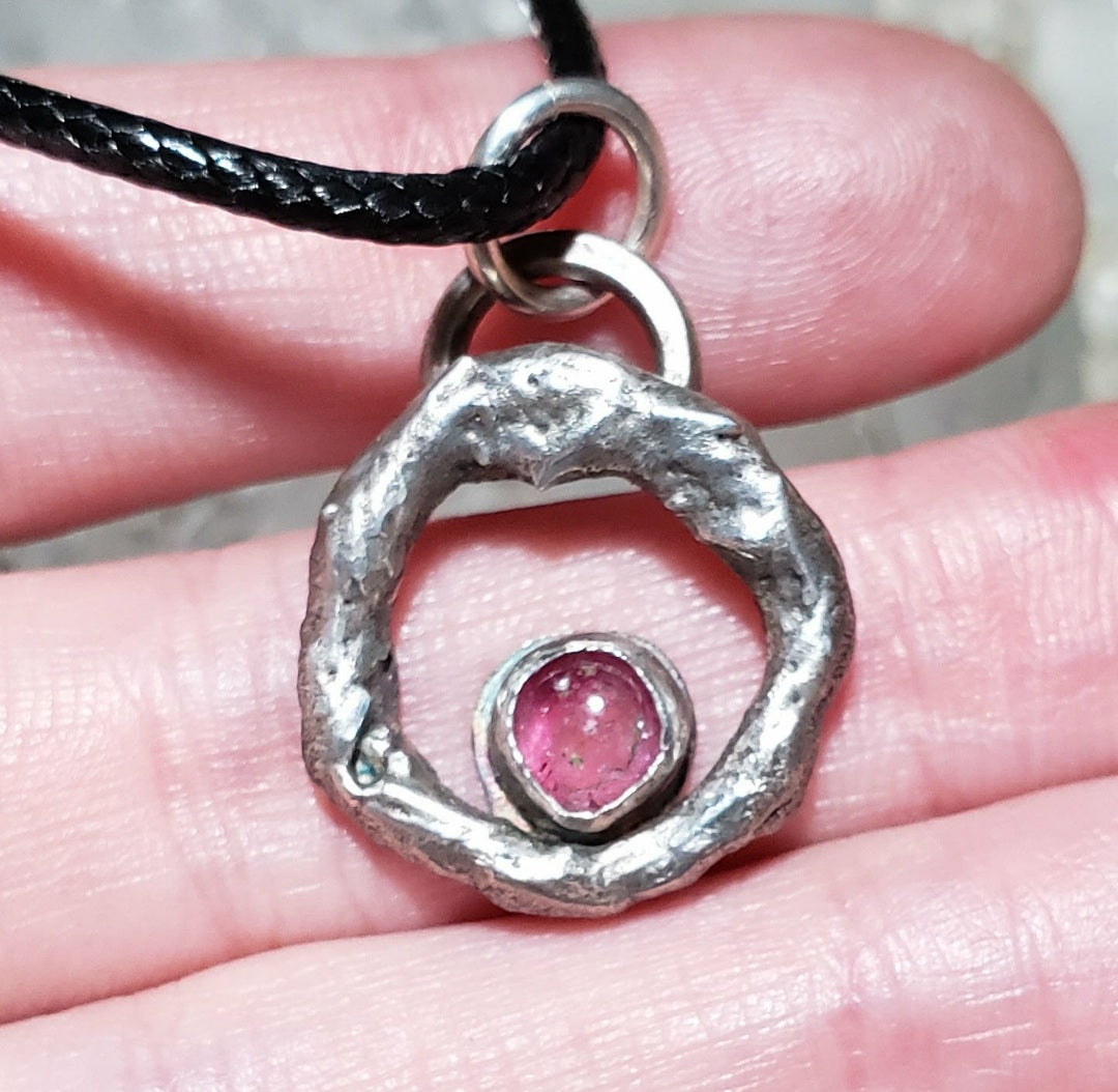 Molten Pendant with Pink Tourmaline #01