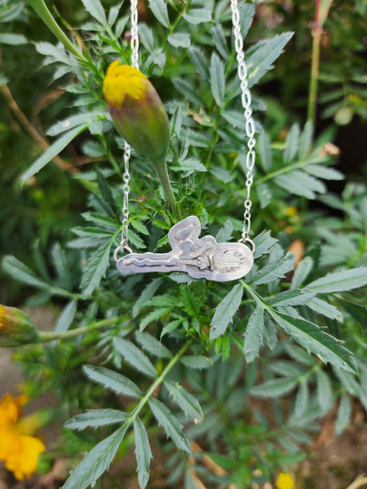 Witch's Cat and Broom Necklace