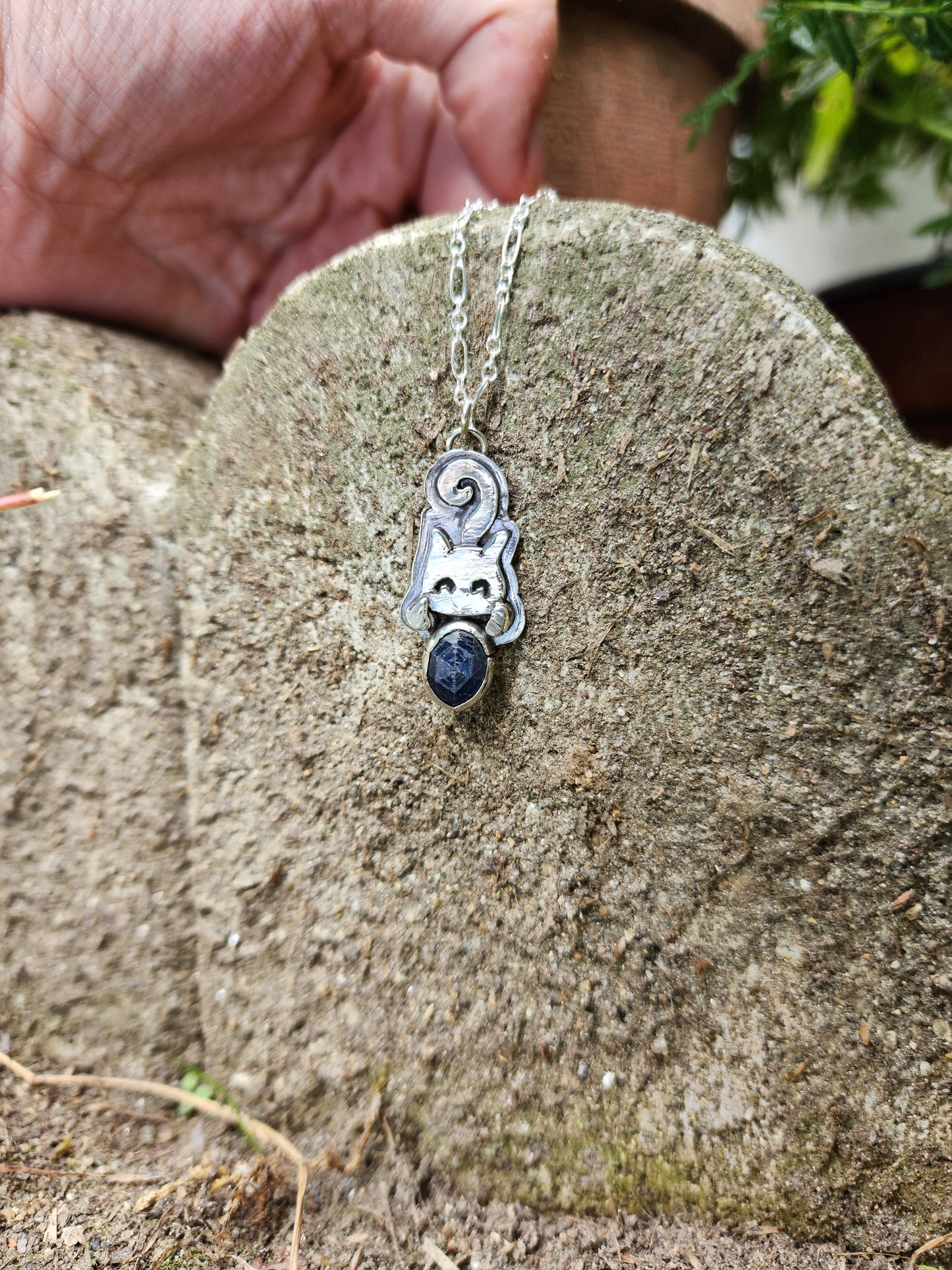 Kitty and Sapphire Pendant