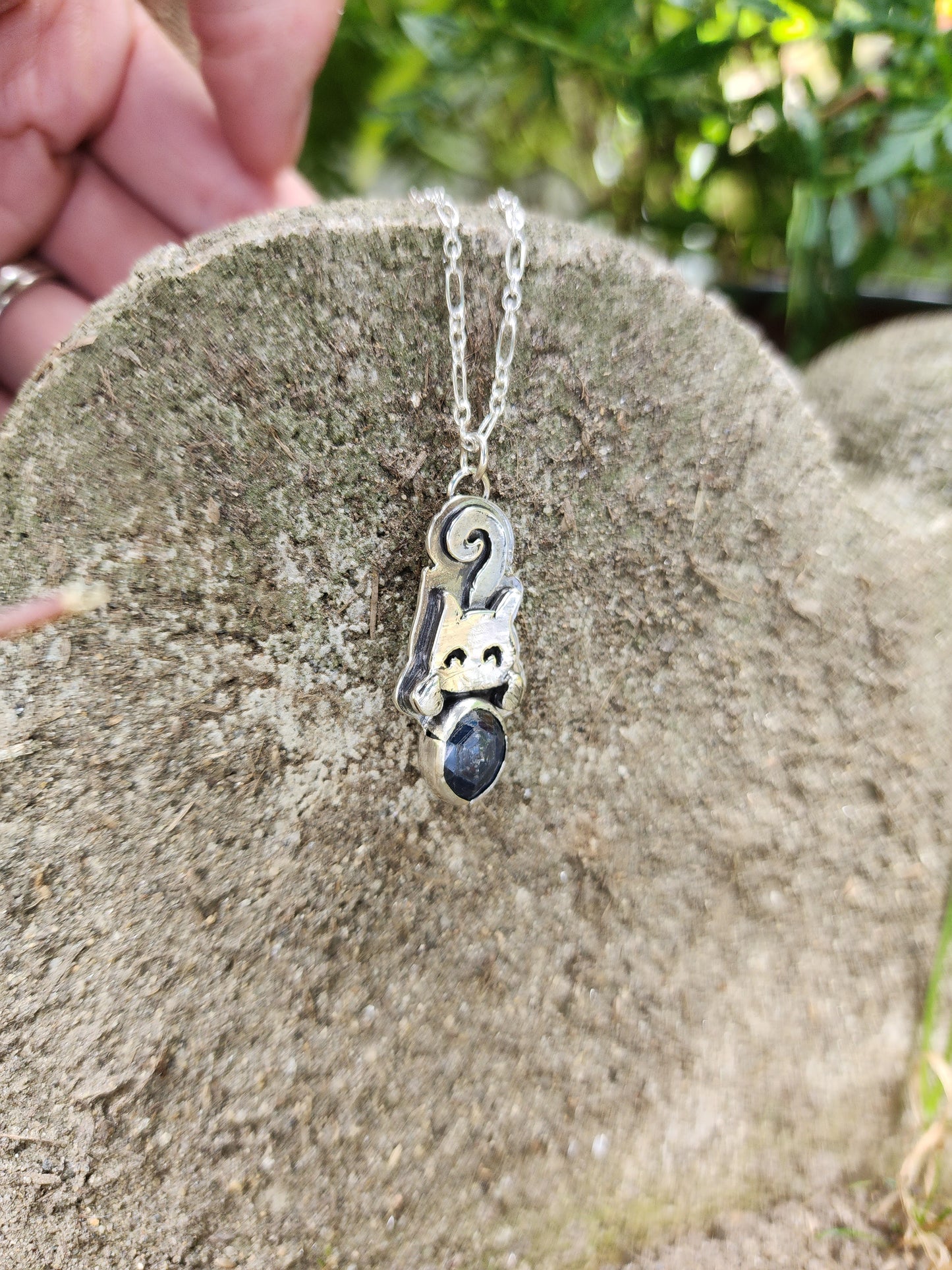 Kitty and Sapphire Pendant