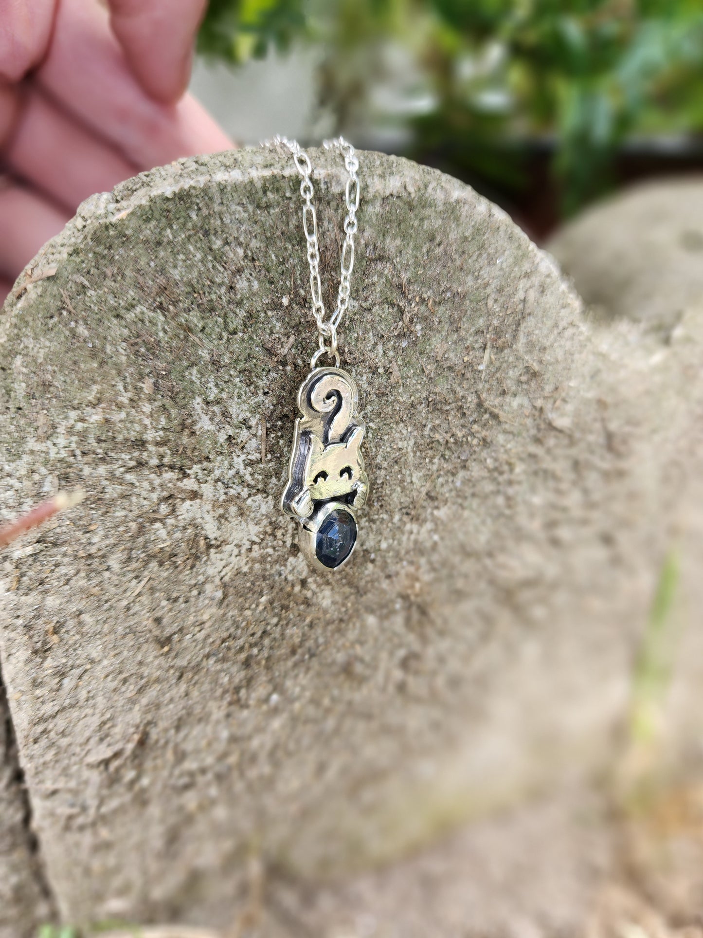 Kitty and Sapphire Pendant