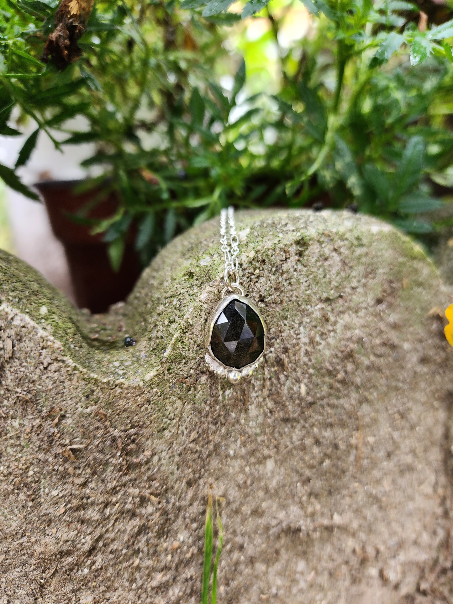 Goldsheen Obsidian and Sterling Pearl Pendant