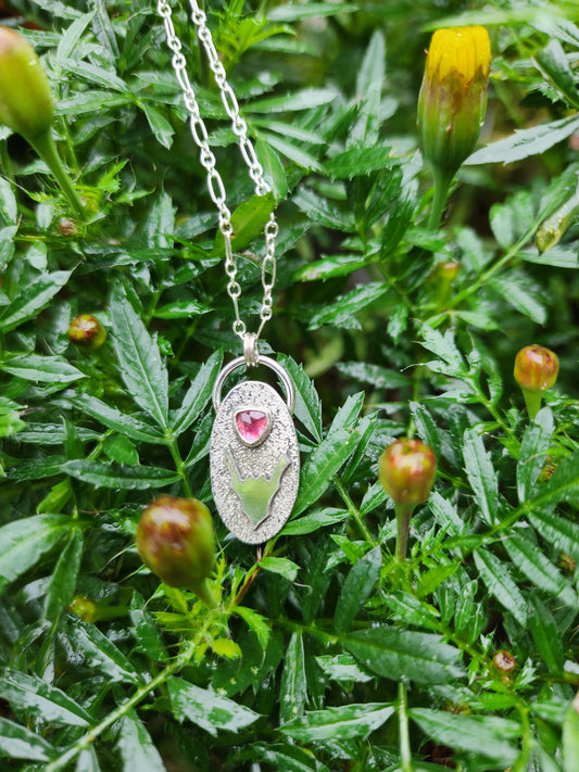 Rhodolite Garnet and Bat Pendant