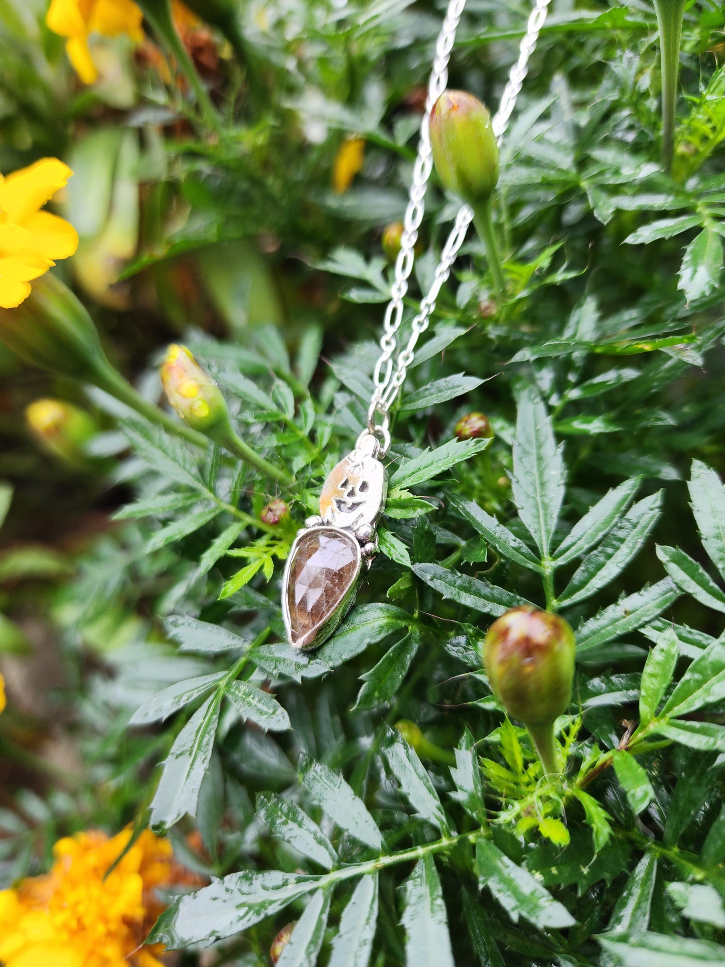 Jack O'Lantern and Sapphire Pendant