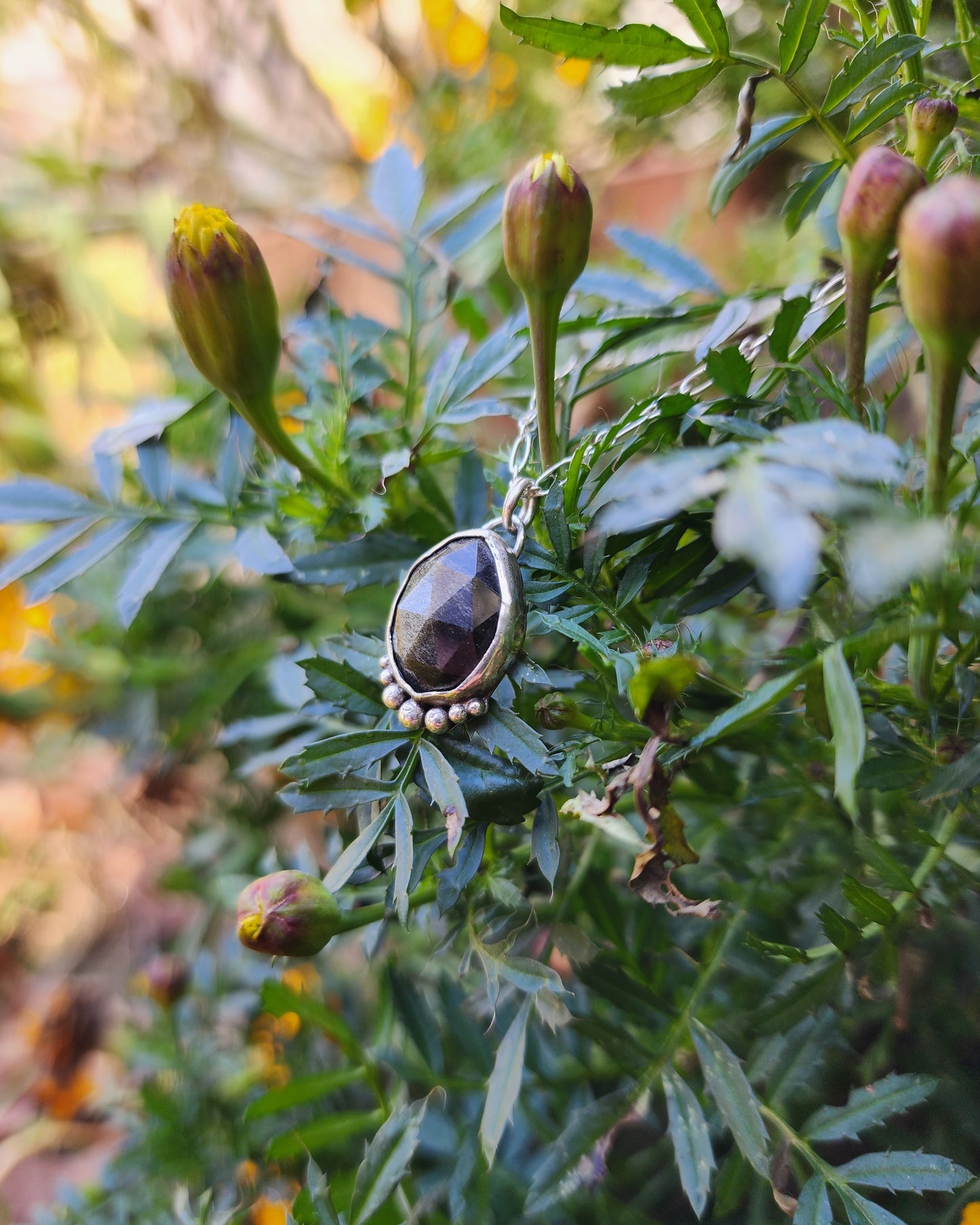 Goldsheen Obsidian and Sterling Pearl Pendant #2