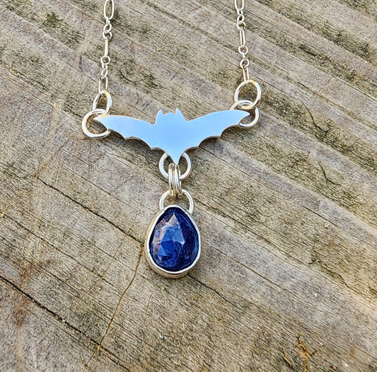 Bat and Sapphire Pendant