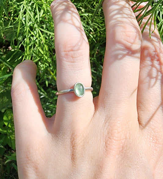 Green tourmaline Stacking Ring- Size 4.5