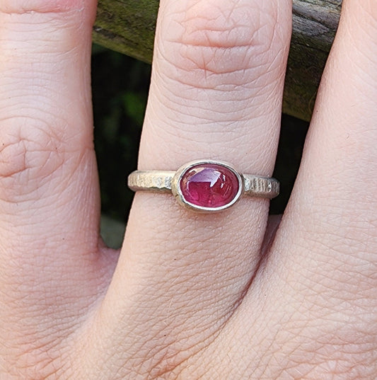 Pink Tourmaline Stacking Ring- Size 6.5