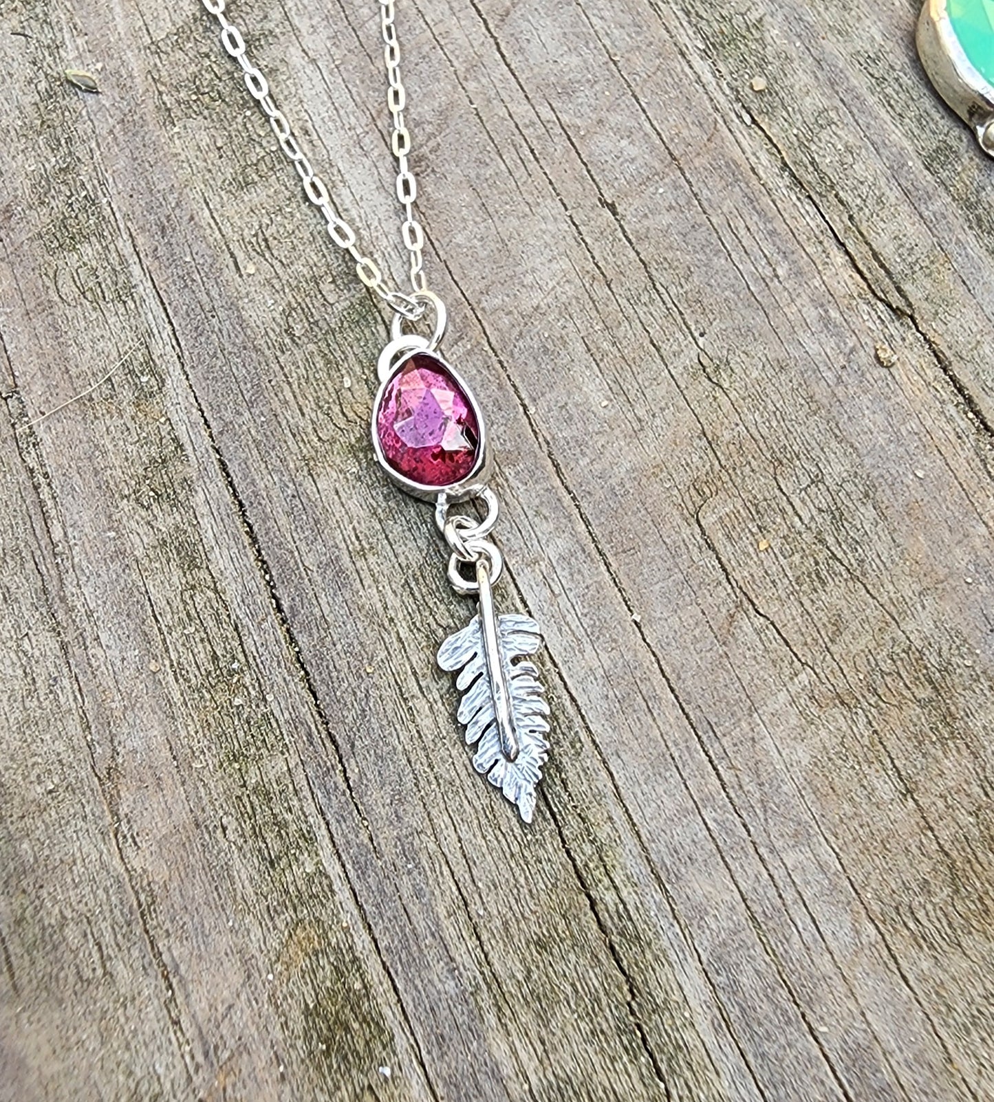 Rhodolite Garnet Fern Pendant #01