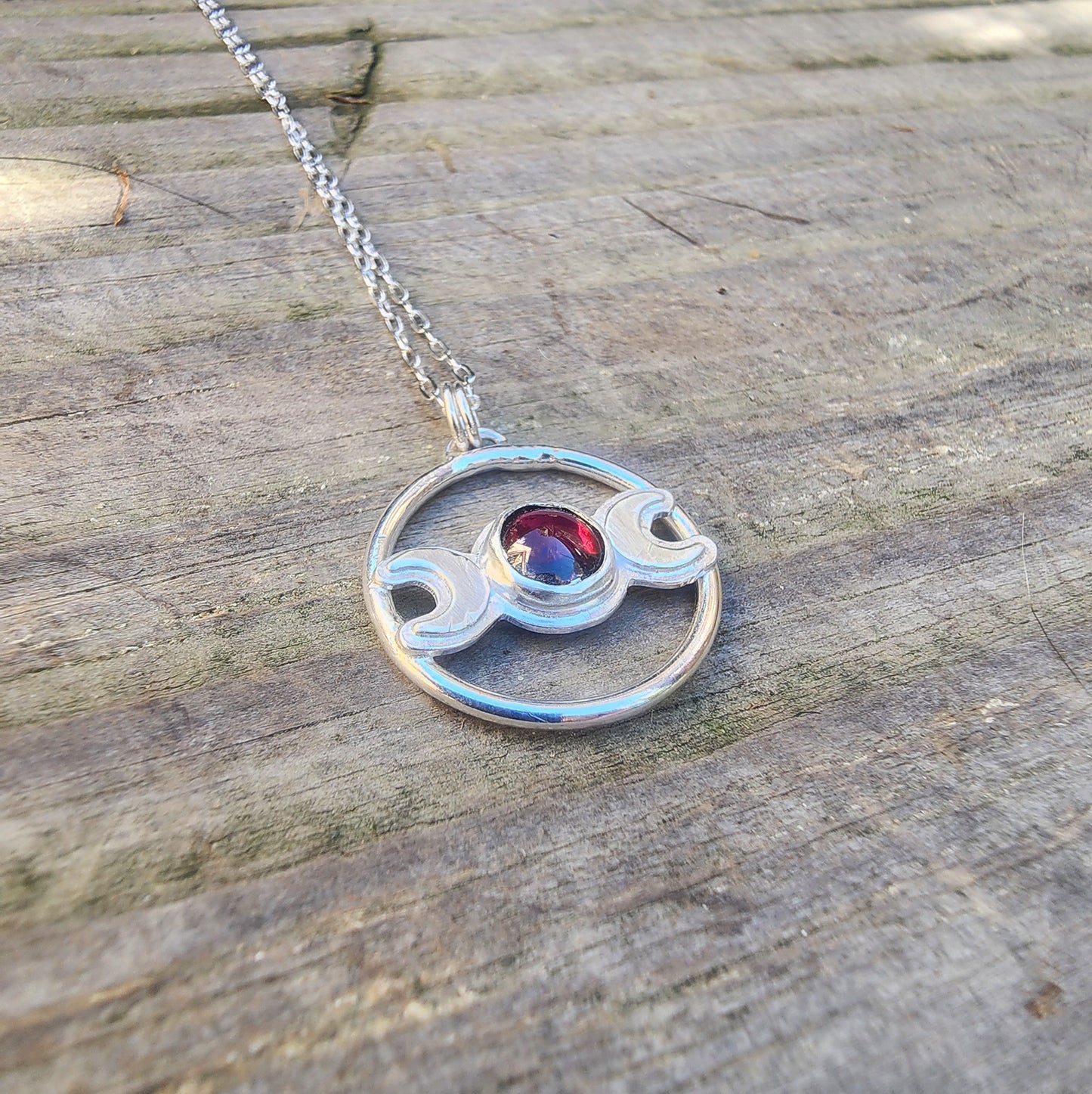 Garnet Triple Moon Pendant