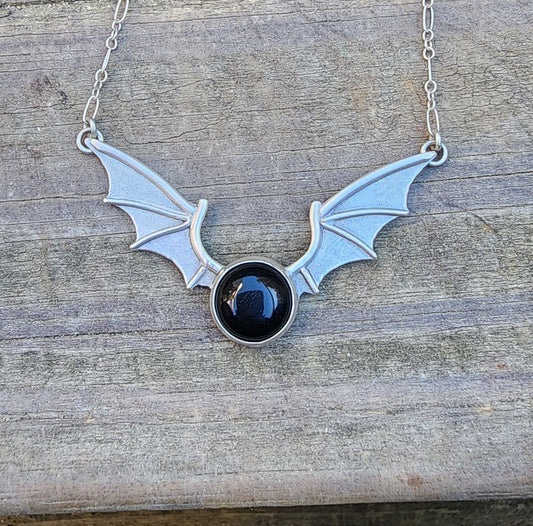 Custom for Kayla Final Payment- Bat and Onyx Pendant