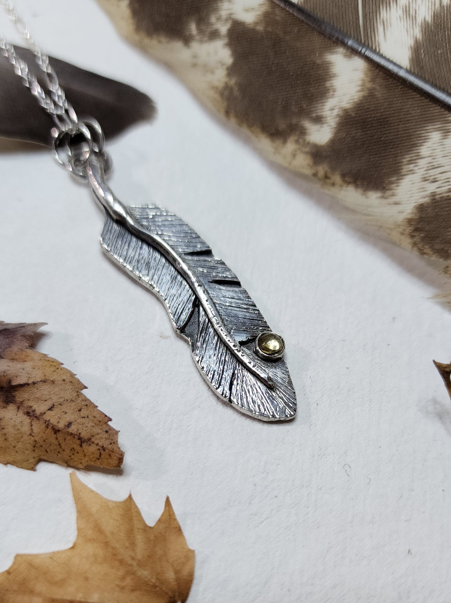 Feather with Tourmaline Pendant