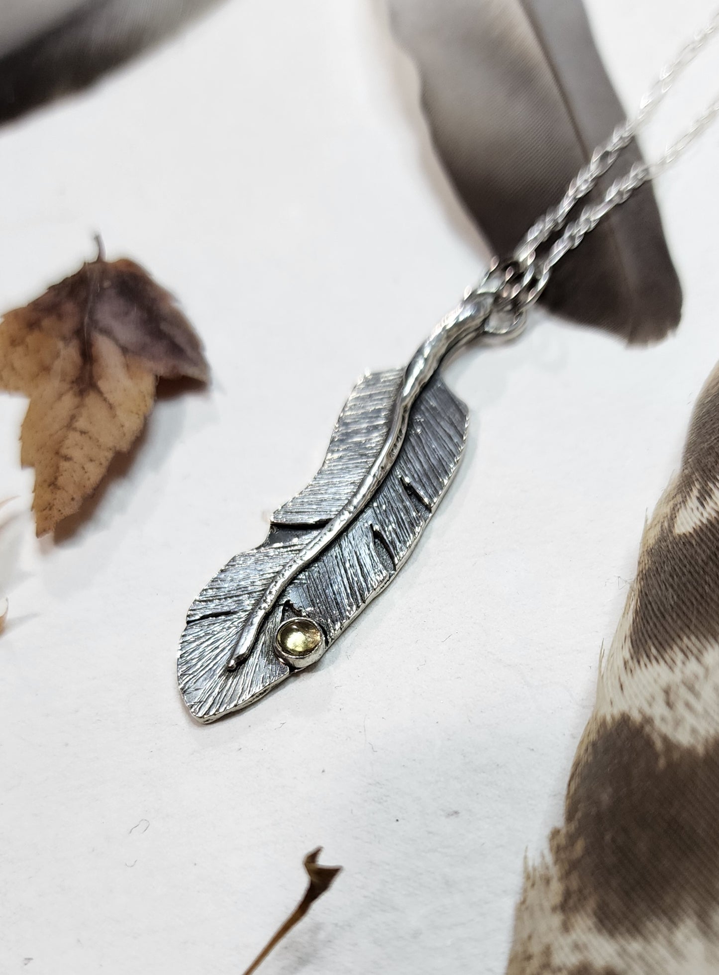 Feather with Tourmaline Pendant