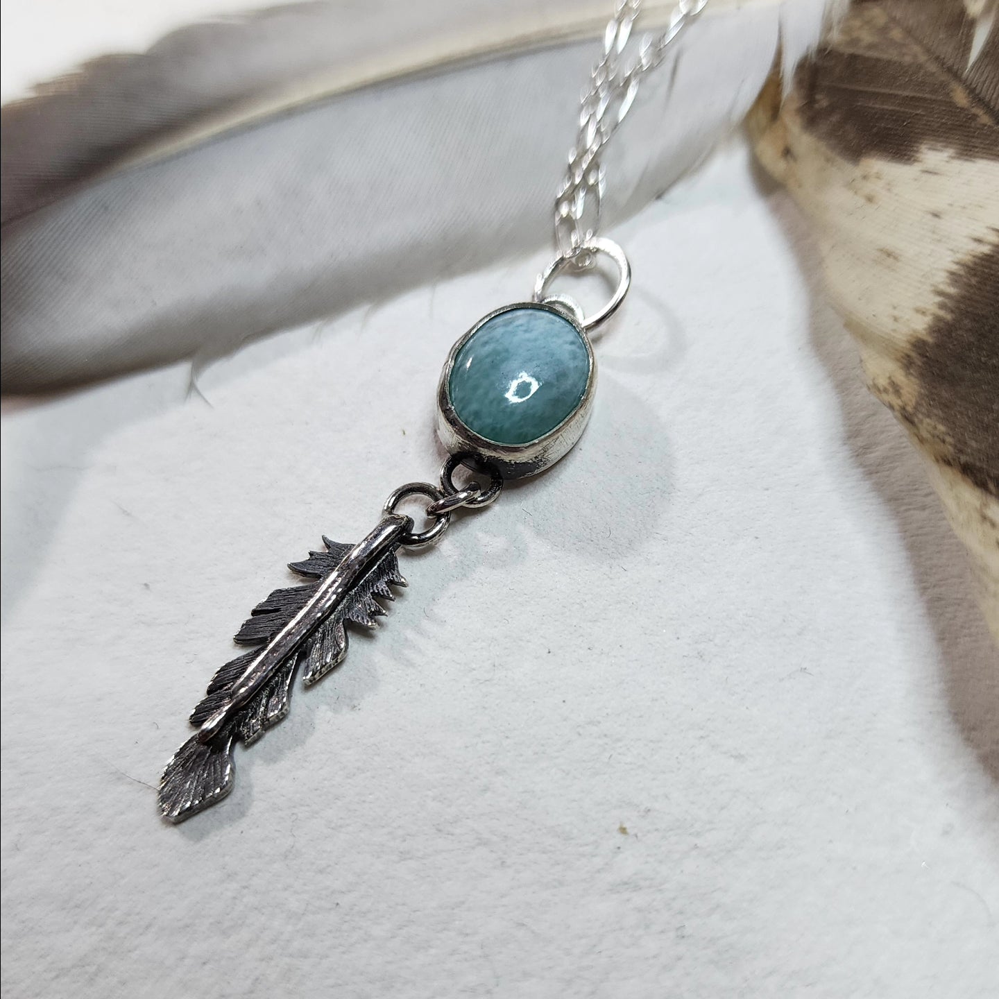 Larimar and Feather Pendant