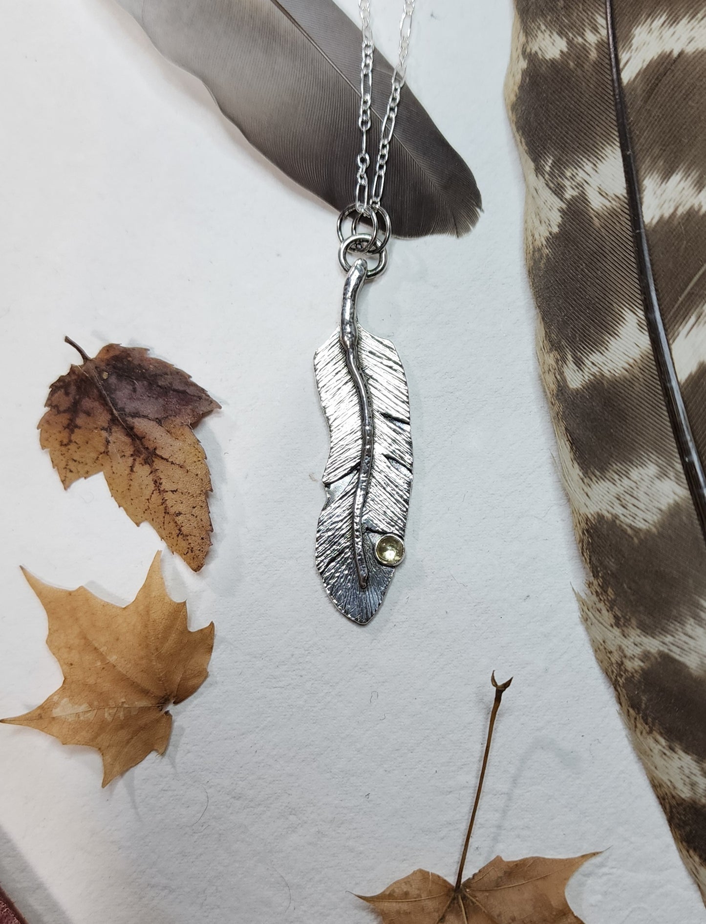 Feather with Tourmaline Pendant