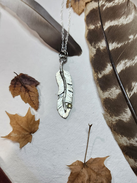 Feather with Tourmaline Pendant