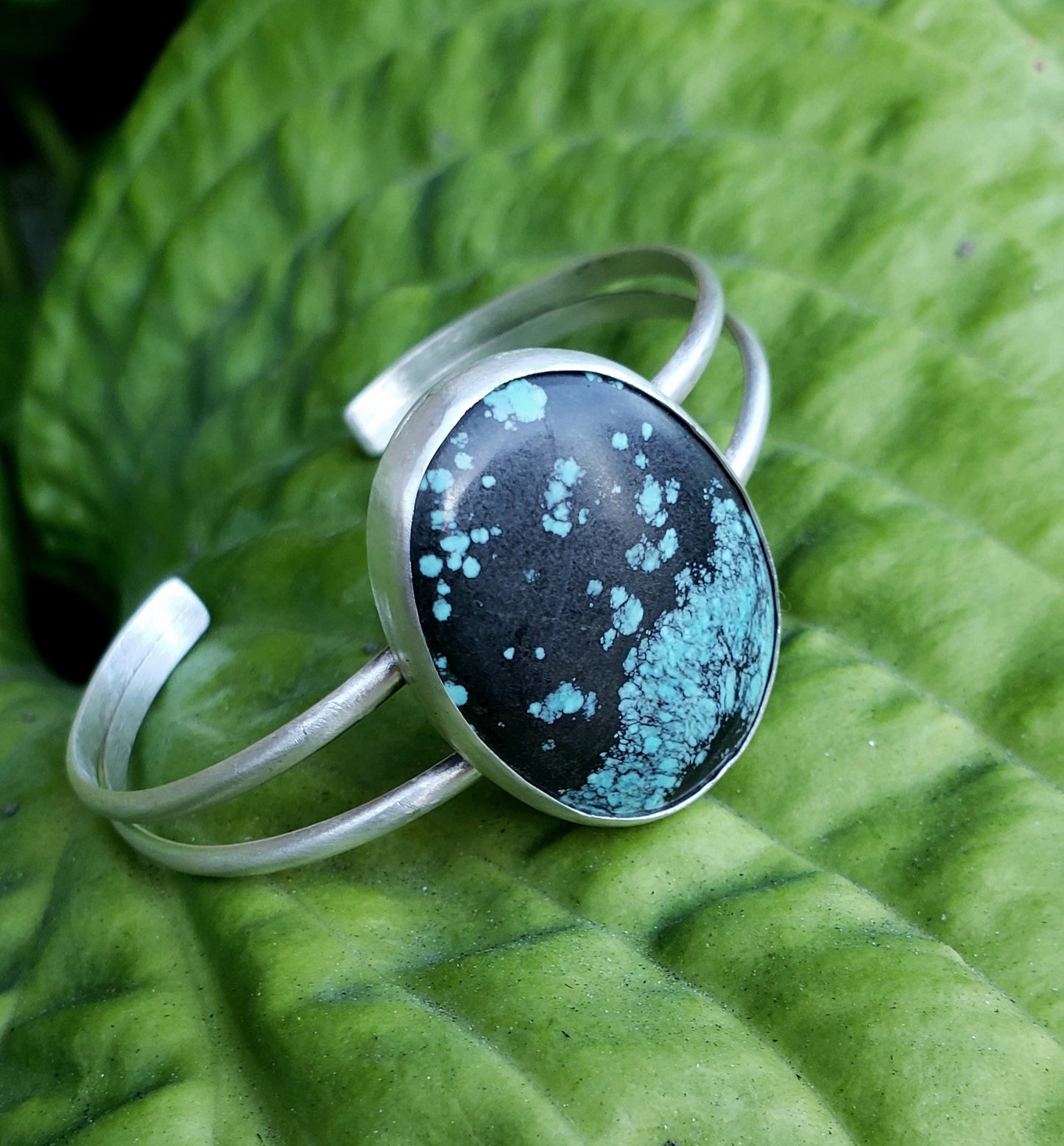 Tibetan Turquoise and Sterling Silver Cuff