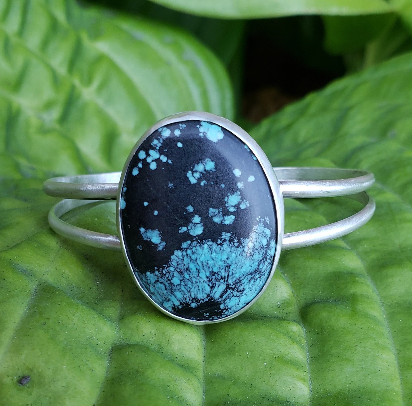 Tibetan Turquoise and Sterling Silver Cuff